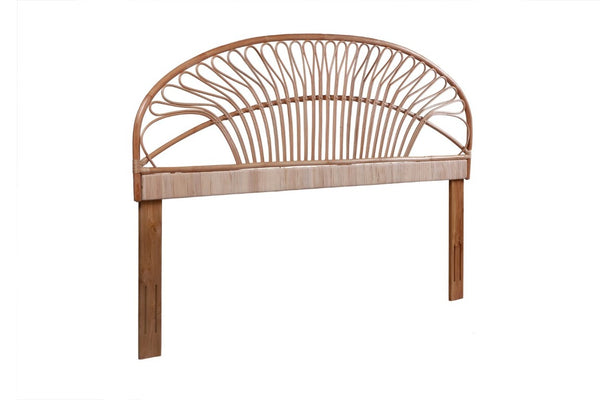 English Elm King Handwoven Rattan Headboard with Mahogany Frame for Coastal Bohemian Bedrooms B2772P519169