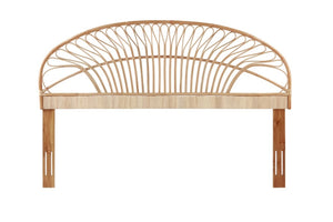English Elm King Handwoven Rattan Headboard with Mahogany Frame for Coastal Bohemian Bedrooms B2772P519169
