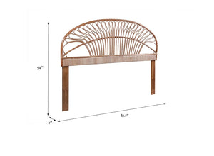 English Elm King Handwoven Rattan Headboard with Mahogany Frame for Coastal Bohemian Bedrooms B2772P519169