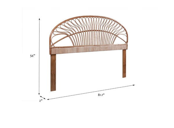 English Elm King Handwoven Rattan Headboard with Mahogany Frame for Coastal Bohemian Bedrooms B2772P519169