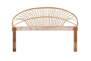 English Elm King Handwoven Rattan Headboard with Mahogany Frame for Coastal Bohemian Bedrooms B2772P519169