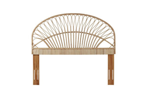 English Elm Queen Handwoven Rattan Headboard Solid Mahogany Frame Bohemian Coastal Bedroom Accent B2772P519170