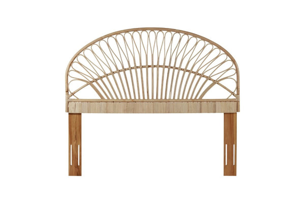 English Elm Queen Handwoven Rattan Headboard Solid Mahogany Frame Bohemian Coastal Bedroom Accent B2772P519170