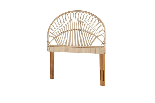 English Elm Queen Handwoven Rattan Headboard Solid Mahogany Frame Bohemian Coastal Bedroom Accent B2772P519170