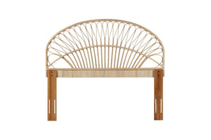 English Elm Queen Handwoven Rattan Headboard Solid Mahogany Frame Bohemian Coastal Bedroom Accent B2772P519170