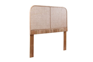 English Elm King Solid Teak Handwoven Cane Panel Headboard for Coastal Contemporary Bedrooms Natural B2772P519171