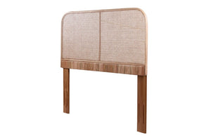 English Elm Queen Handwoven Cane Panel Teak Frame Headboard for Coastal Bohemian Bedrooms B2772P519172