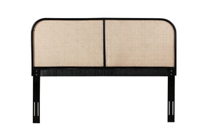 English Elm King Solid Teak Handwoven Cane Panel Headboard for Coastal Contemporary Bedrooms Brown Black B2772P519173