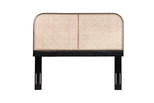 English Elm King Solid Teak Handwoven Cane Panel Headboard for Coastal Contemporary Bedrooms Brown Black B2772P519173
