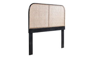English Elm Queen Handwoven Cane Solid Teak Headboard for Coastal and Organic Modern Bedrooms B2772P519174