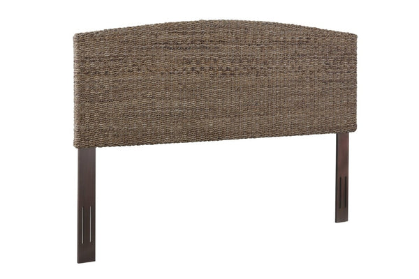 English Elm King Handwoven Banana Leaf Rattan Headboard Mahogany Frame Coastal Bedroom B2772P519177