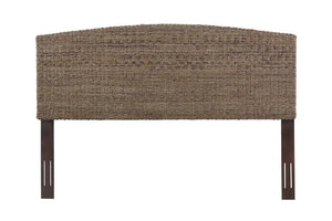 English Elm King Handwoven Banana Leaf Rattan Headboard Mahogany Frame Coastal Bedroom B2772P519177