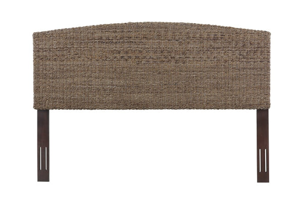 English Elm King Handwoven Banana Leaf Rattan Headboard Mahogany Frame Coastal Bedroom B2772P519177