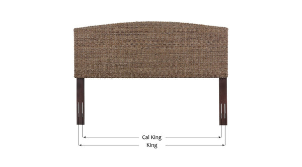 English Elm King Handwoven Banana Leaf Rattan Headboard Mahogany Frame Coastal Bedroom B2772P519177