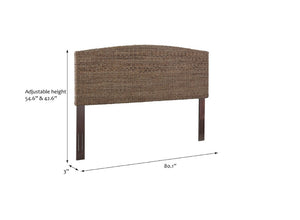 English Elm King Handwoven Banana Leaf Rattan Headboard Mahogany Frame Coastal Bedroom B2772P519177