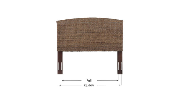 English Elm Queen Handwoven Banana Leaf Rattan Headboard Mahogany Frame Coastal Bedroom B2772P519178