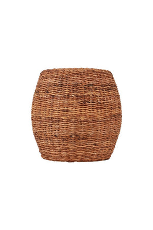 English Elm Java Handwoven Rattan Round End Table Artisan Drum Side for Living Room or Bedroom B2772P519181