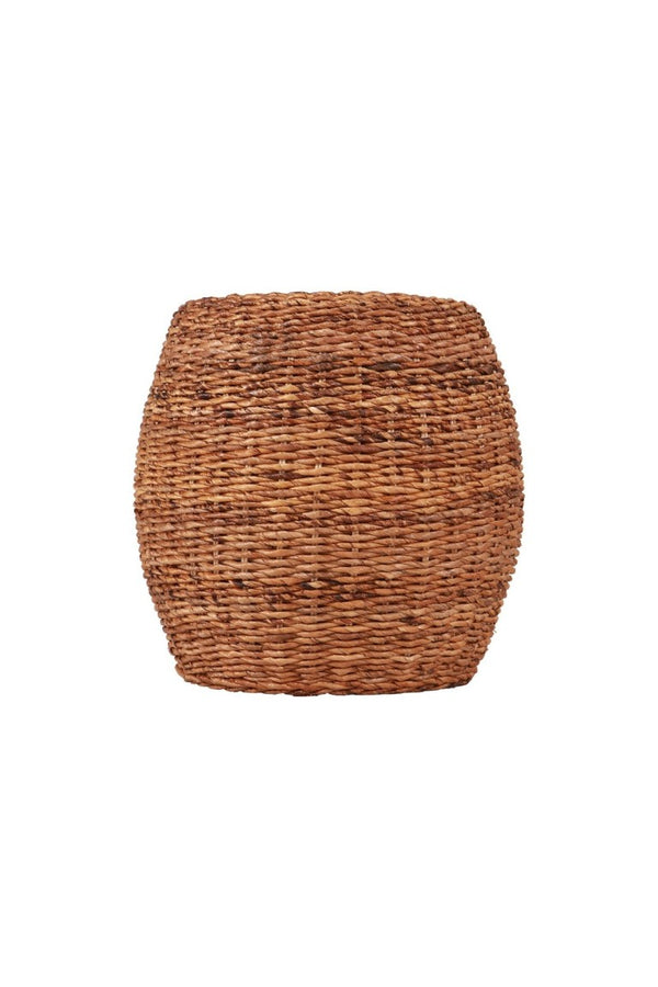 English Elm Java Handwoven Rattan Round End Table Artisan Drum Side for Living Room or Bedroom B2772P519181
