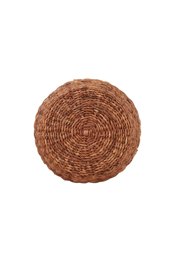 English Elm Java Handwoven Rattan Round End Table Artisan Drum Side for Living Room or Bedroom B2772P519181
