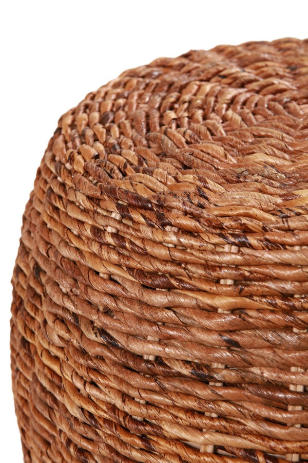 English Elm Java Handwoven Rattan Round End Table Artisan Drum Side for Living Room or Bedroom B2772P519181