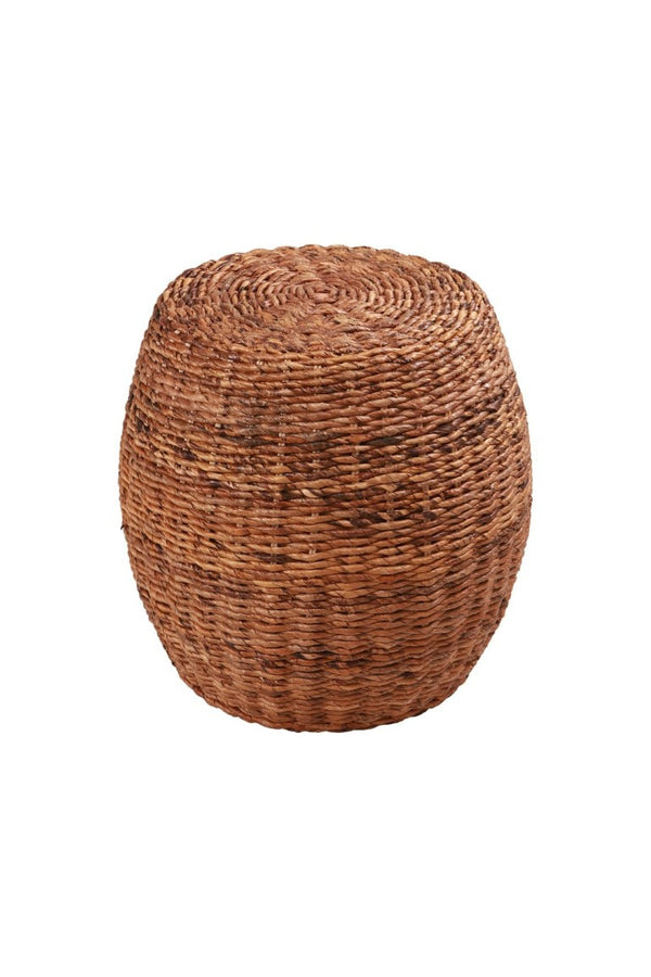 English Elm Java Handwoven Rattan Round End Table Artisan Drum Side for Living Room or Bedroom B2772P519181