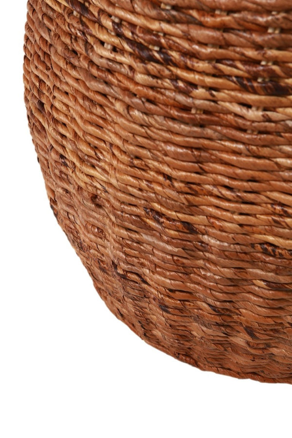 English Elm Java Handwoven Rattan Round End Table Artisan Drum Side for Living Room or Bedroom B2772P519181