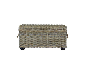 English Elm Kubu Handwoven Rattan Lift Top Storage Trunk Natural Artisan Wicker Coffee Table B2772P519182