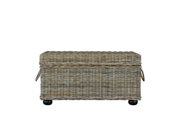 English Elm Kubu Handwoven Rattan Lift Top Storage Trunk Natural Artisan Wicker Coffee Table B2772P519182