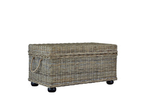 English Elm Kubu Handwoven Rattan Lift Top Storage Trunk Natural Artisan Wicker Coffee Table B2772P519182