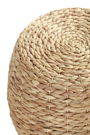 English Elm Wicker Rattan Drum Side Table Handwoven by Artisans for Bohemian Living Spaces B2772P519183