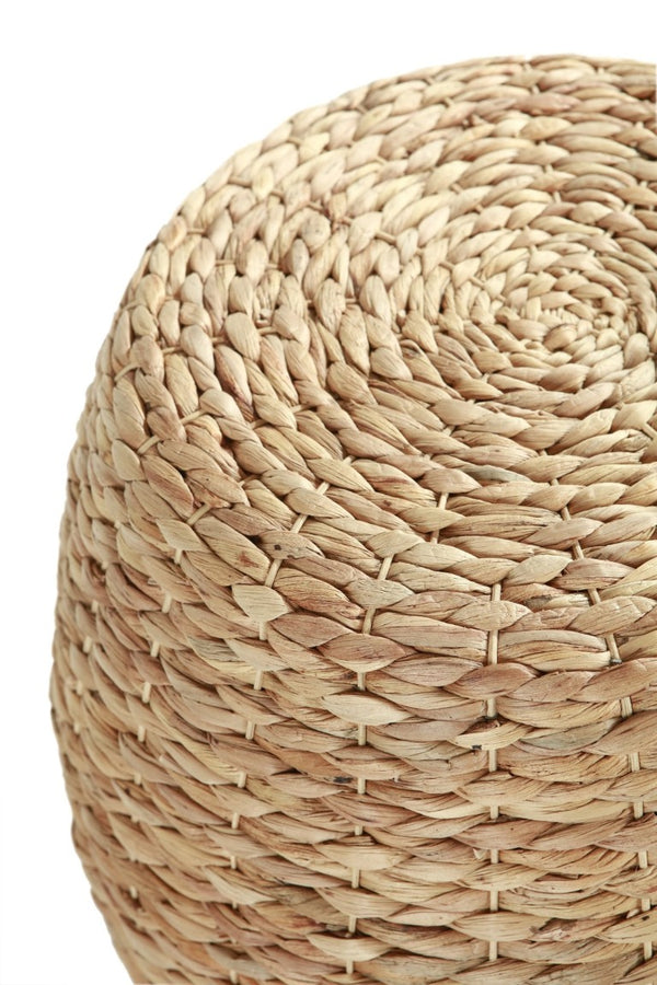 English Elm Wicker Rattan Drum Side Table Handwoven by Artisans for Bohemian Living Spaces B2772P519183