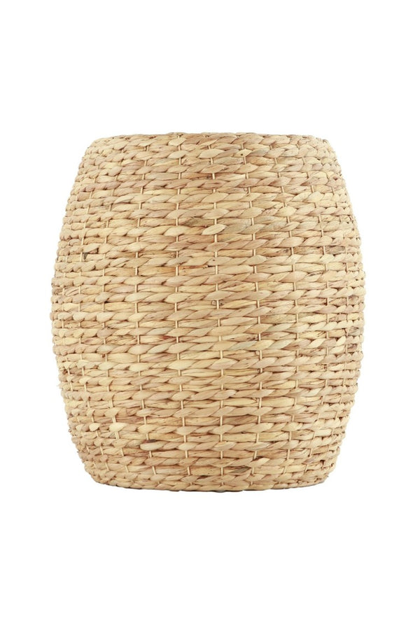 English Elm Wicker Rattan Drum Side Table Handwoven by Artisans for Bohemian Living Spaces B2772P519183