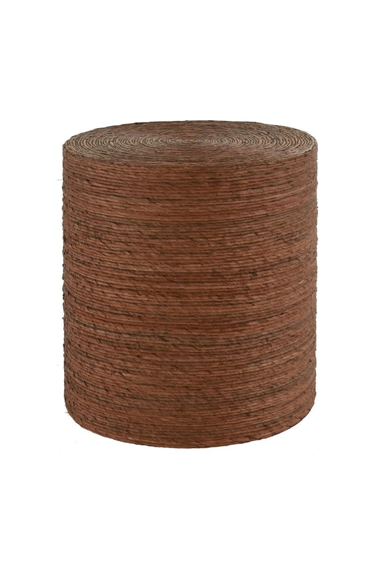 English Elm Woven Rattan Drum Side Table Handcrafted by Indonesian Artisans for Boho Living B2772P519184