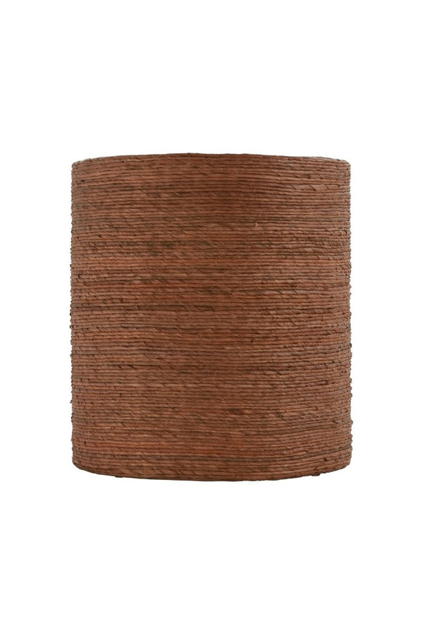 English Elm Woven Rattan Drum Side Table Handcrafted by Indonesian Artisans for Boho Living B2772P519184