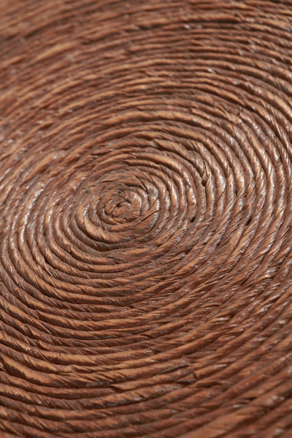 English Elm Woven Rattan Drum Side Table Handcrafted by Indonesian Artisans for Boho Living B2772P519184