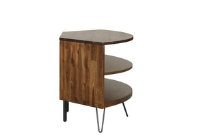 English Elm Dark Brown Acacia Wood Corner TV Stand with Hairpin Legs for Living Rooms B2772P519185