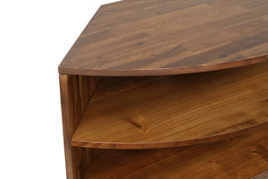 English Elm Dark Brown Acacia Wood Corner TV Stand with Hairpin Legs for Living Rooms B2772P519185