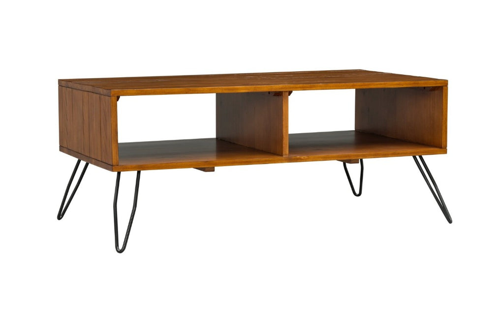 English Elm Solid Reclaimed Pine Coffee Table with Iron Hairpin Legs for Industrial Living Rooms B2772P519186