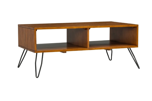 English Elm Solid Reclaimed Pine Coffee Table with Iron Hairpin Legs for Industrial Living Rooms B2772P519186