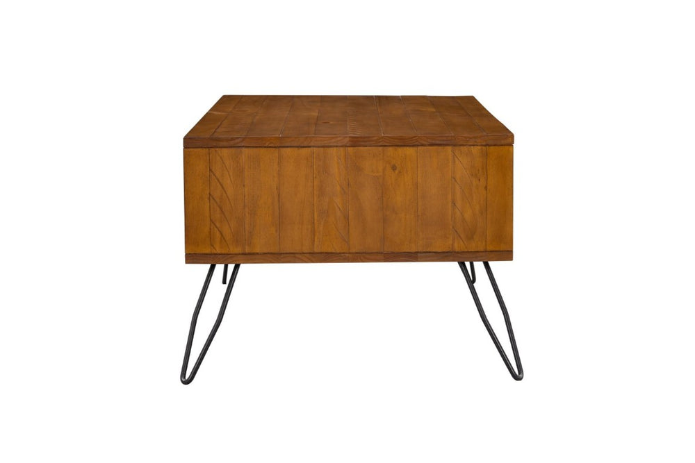 English Elm Solid Reclaimed Pine Coffee Table with Iron Hairpin Legs for Industrial Living Rooms B2772P519186