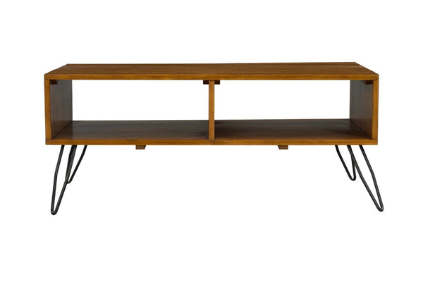 English Elm Solid Reclaimed Pine Coffee Table with Iron Hairpin Legs for Industrial Living Rooms B2772P519186