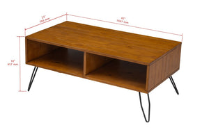 English Elm Solid Reclaimed Pine Coffee Table with Iron Hairpin Legs for Industrial Living Rooms B2772P519186