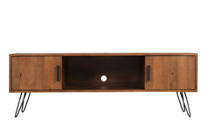 English Elm Solid Pine Media Console with Hairpin Legs Farmhouse Industrial TV Stand for Living Room B2772P519187