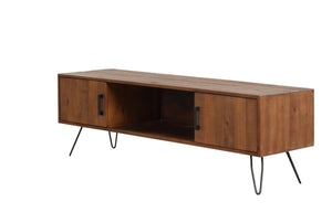 English Elm Solid Pine Media Console with Hairpin Legs Farmhouse Industrial TV Stand for Living Room B2772P519187