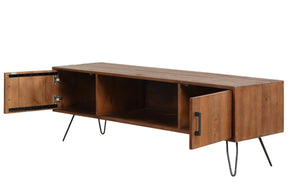 English Elm Solid Pine Media Console with Hairpin Legs Farmhouse Industrial TV Stand for Living Room B2772P519187