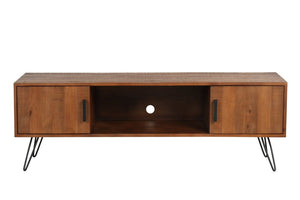 English Elm Solid Pine Media Console with Hairpin Legs Farmhouse Industrial TV Stand for Living Room B2772P519187
