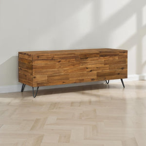 English Elm Solid Acacia Wood Storage Bench with Hairpin Legs for Living Room or Entryway B2772P519188