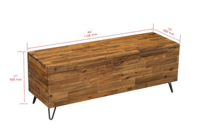 English Elm Solid Acacia Wood Storage Bench with Hairpin Legs for Living Room or Entryway B2772P519188