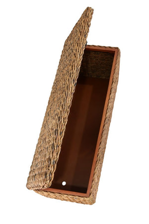 English Elm Woven Banana Leaf Mahogany Storage Trunk Handcrafted Bohemian Coastal Bedroom Bench B2772P519190