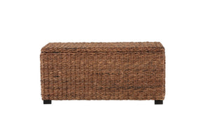 English Elm Woven Banana Leaf Mahogany Storage Trunk Handcrafted Bohemian Coastal Bedroom Bench B2772P519190